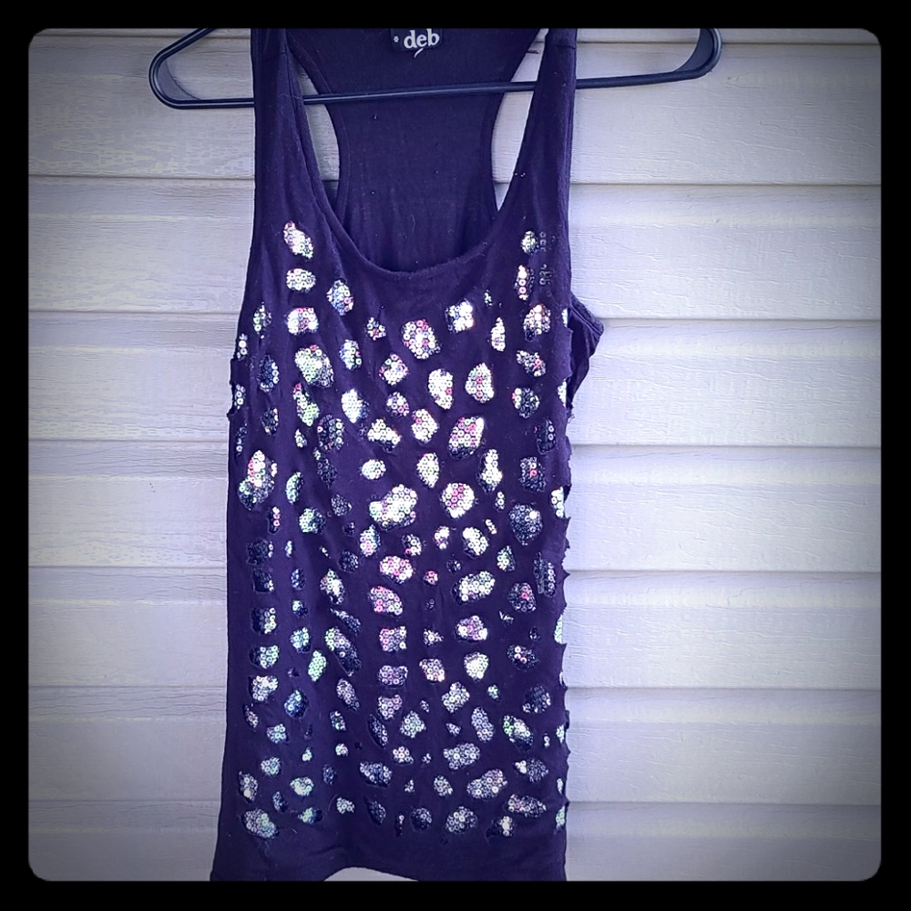 Ripped looking Sequin Tank Top